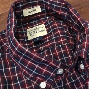 J. Crew navy red check shirt.